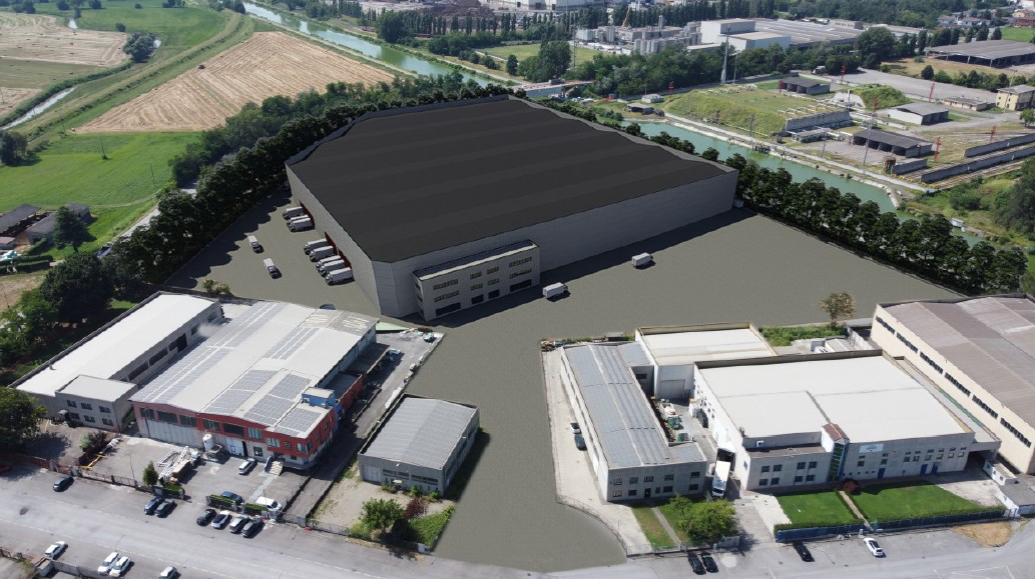 Render del nuovo magazzino da 25mila metri quadrati