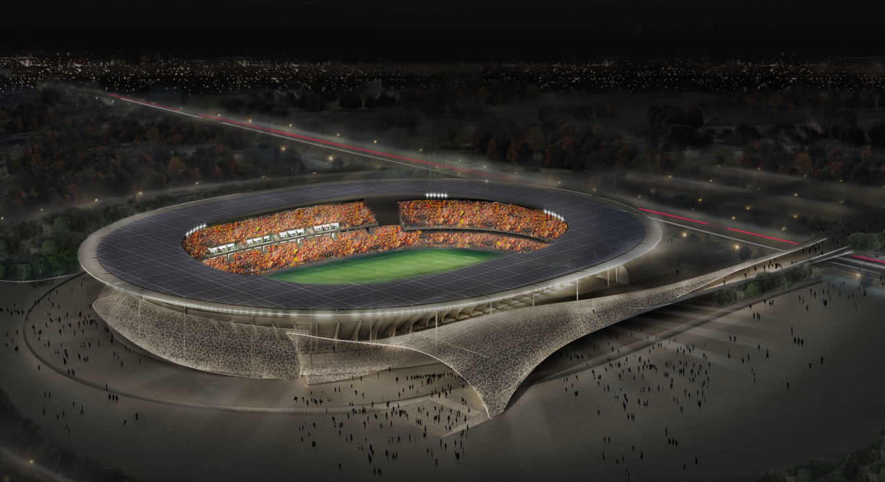 Render riqualificazione dello stadio di Lecce