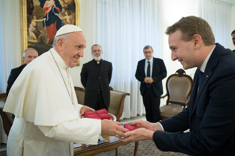 Stefano Saldi con Papa Francesco