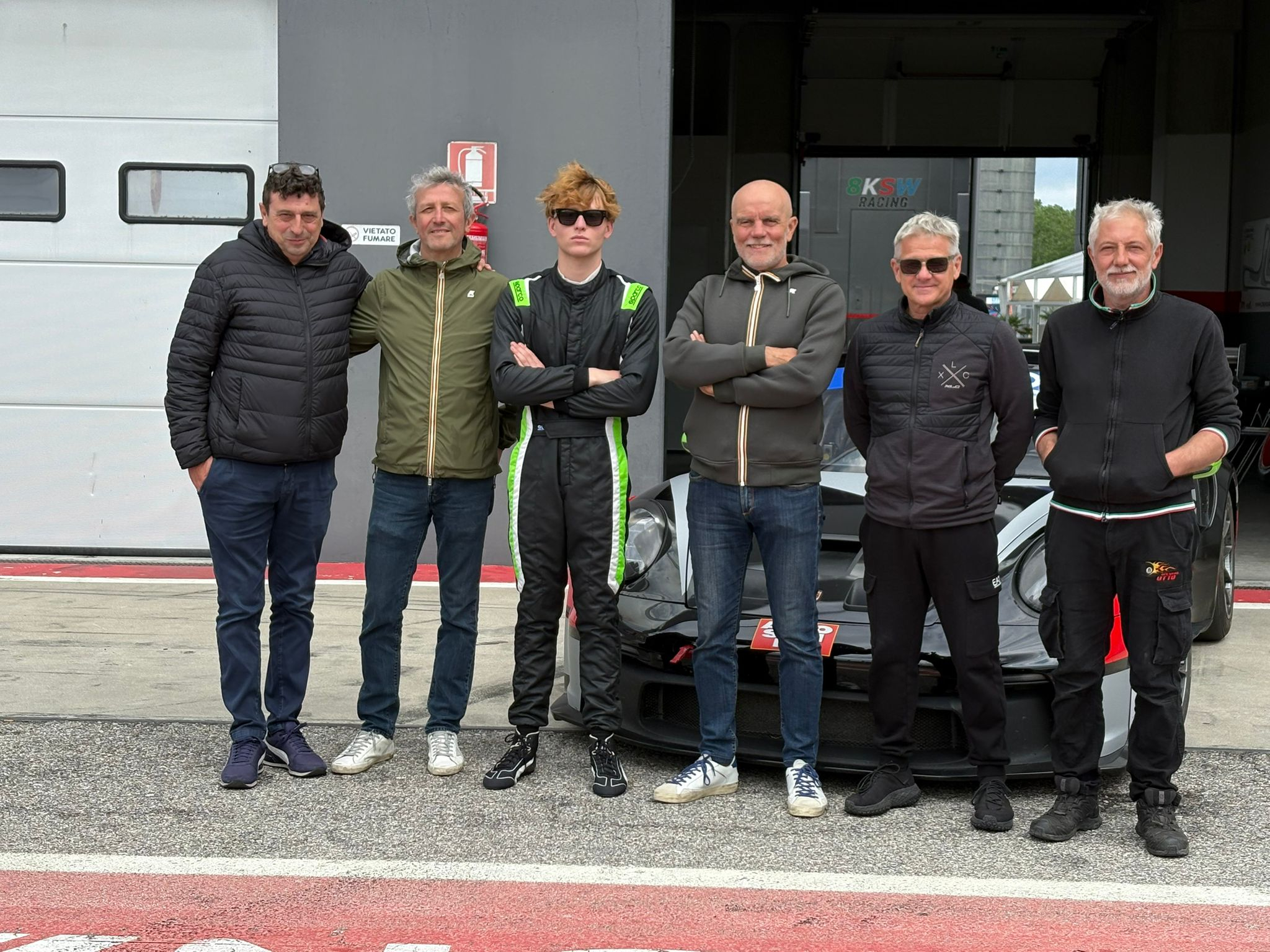 da sinistra, Pier Belli, Alberto Marchetti, Davide Larini, Angelo Bonetti , Nicola Larini, Otto Zorza