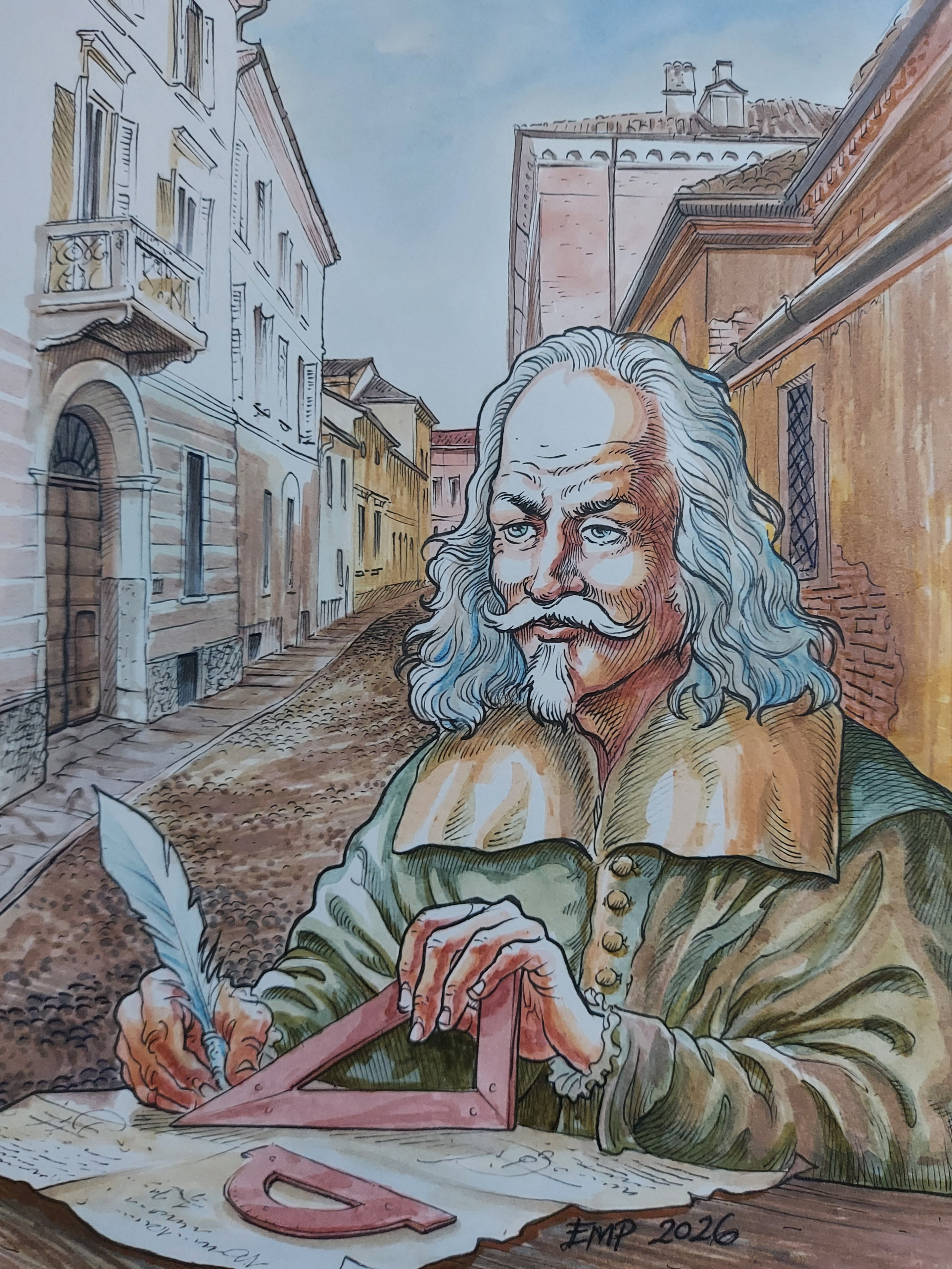 Alessandro Capra e la via a lui intitolata, nell'illustrazione di Enrico Maria Pucci (@arstudium)